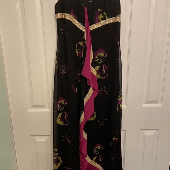 Magaschoni midi chiffon floral evening dress - Picture 2 of 6